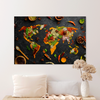 Sweet Living Wereldkaart Schilderij van Kruiden en Specerijen