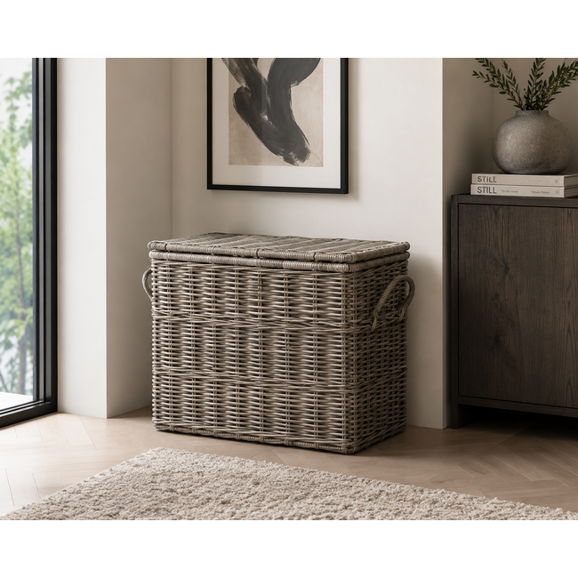 Sweet Living Rotan Opbergmand Met Deksel Joas - Grey