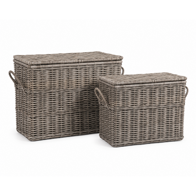 Sweet Living Rotan Opbergmand Met Deksel Joas - Grey