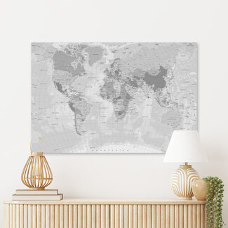 Sweet Living Wereldkaart Schilderij Gedetailleerd Zwart-Wit