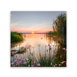 Sweet Living Schilderij Zonsondergang bij het Meer - Vierkant
