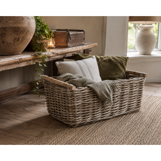 Sweet Living Rotan Mand Met Houten Handvatten