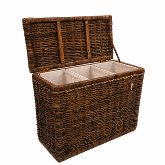 Sweet Living Rotan Wasmand 3 vakken - Antiek - 85x40xH65 cm