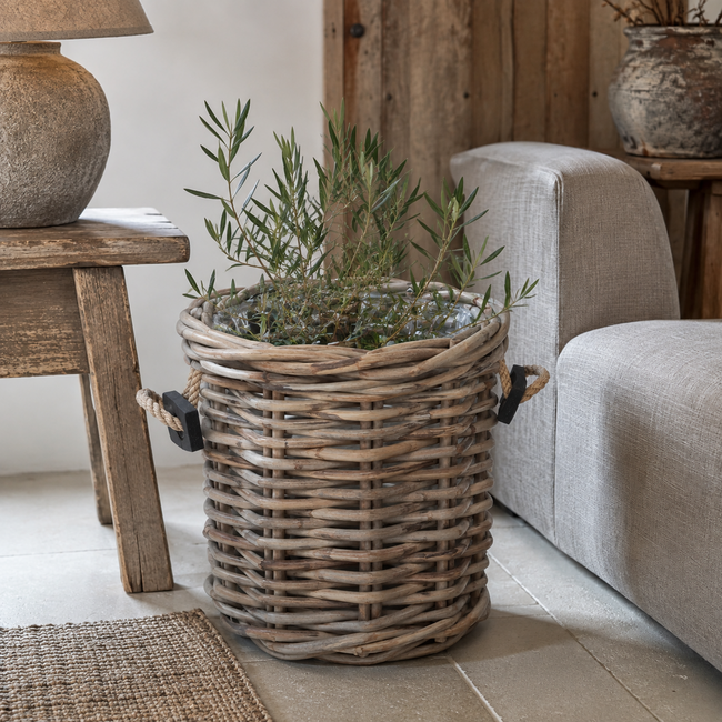 Sweet Living Ronde rotan mand touw - Ø46xH53 cm