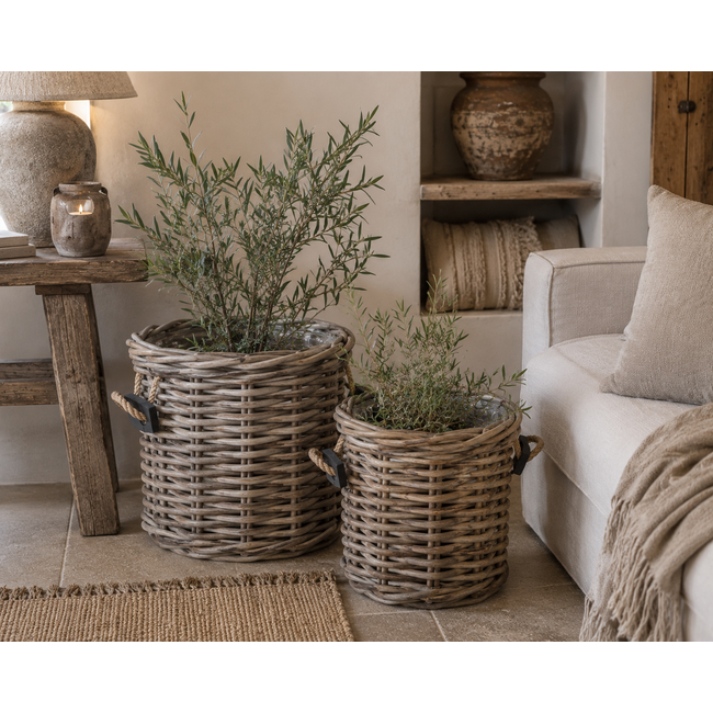 Sweet Living Ronde rotan mand touw - Ø60xH55 cm