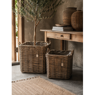 Sweet Living Grote Rotan Mand Elianne - Vierkant - Plantenmand - Houtmand