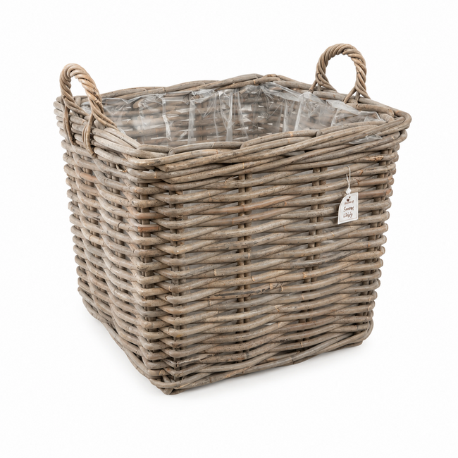 Sweet Living Grote Rotan Mand Elianne - Vierkant - Plantenmand - Houtmand