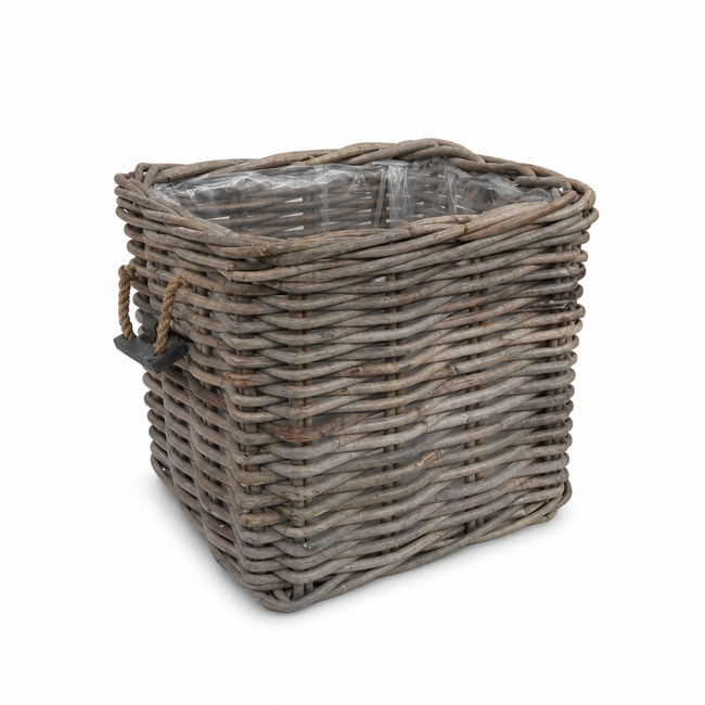 Sweet Living Grote vierkante rotan mand touw Berlin - Rotan Houtmand - Plantenmand