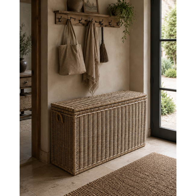 Sweet Living Grote Hoge Rotan Opbergkist - Grey - 140x47xH80 cm