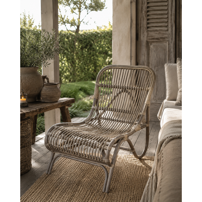 Sweet Living Grey Rotan Loungestoel - 59x78xH77 cm