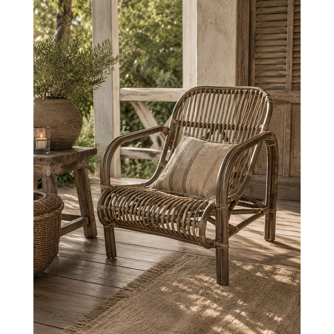 Sweet Living Grey Rotan Loungestoel Boaz - 63x85xH72 cm