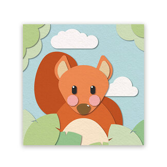 Ukkie & Boef Schilderij Eekhoorn - Papieren Dieren - Kinderkamer - Canvas - Dibond