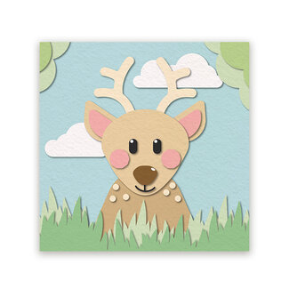 Ukkie & Boef Schilderij Hert - Papieren Dieren - Kinderkamer - Canvas - Dibond