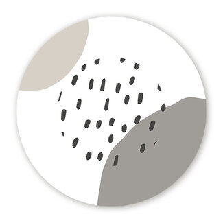 Ukkie & Boef Muurcirkel Basic Abstract - Wit en Grijs