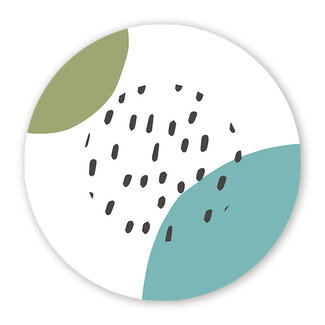 Ukkie & Boef Muurcirkel Basic Abstract - Groen en Turquoise