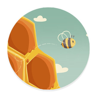 Ukkie & Boef Muurcirkel Bee Happy - Bij & Honingraat - Kinderkamer Wandcirkel