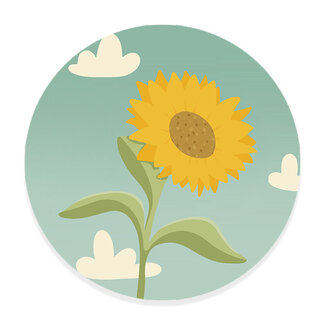 Ukkie & Boef Muurcirkel Bee Happy - Zonnebloem Illustratie - Kinderkamer Wandcirkel