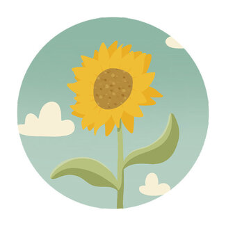 Ukkie & Boef Muurcirkel Bee Happy - Zonnebloemen in de Zon - Kinderkamer Wandcirkel