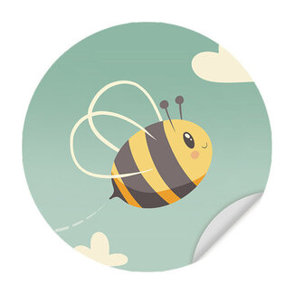 Ukkie & Boef Zelfklevende Behangcirkel - Blije Bij - Ronde Behangsticker - Kinderkamer