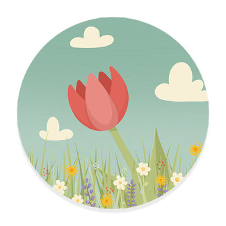 Ukkie & Boef Muurcirkel Bee Happy - Rode Tulp - Kinderkamer Wandcirkel