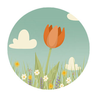 Ukkie & Boef Muurcirkel Bee Happy - Oranje Tulp - Kinderkamer Wandcirkel