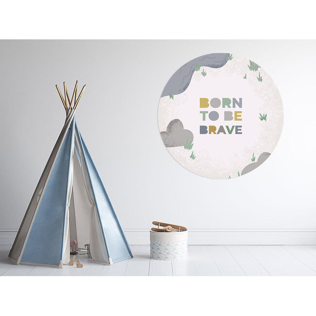Ukkie & Boef Muursticker - Born to be Brave - Ronde Muursticker - Kinderkamer