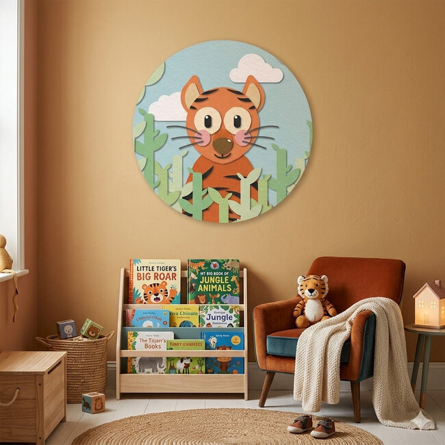 Ukkie & Boef Muurcirkel Tijger - Papieren Dieren - Kinderkamer