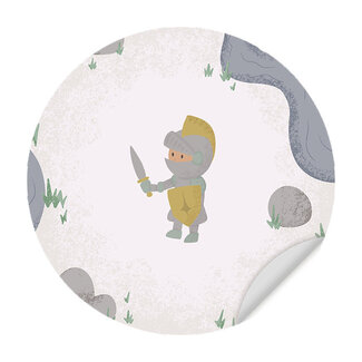 Ukkie & Boef Muursticker - Born to be Brave Ridder - Ronde Muursticker - Kinderkamer
