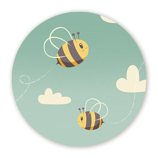 Ukkie & Boef Muurcirkel Bee Happy - Blije Bijen - Kinderkamer Wandcirkel