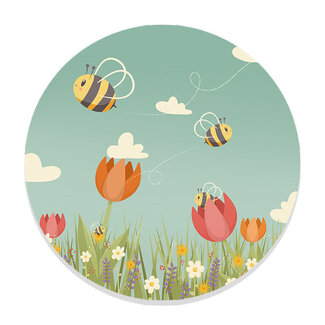 Ukkie & Boef Muurcirkel Tulpen & Bijen - Kinderkamer Wandcirkel