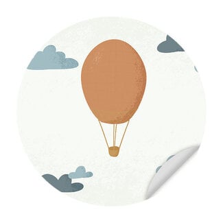 Ukkie & Boef Zelfklevende Muursticker - Luchtballon - Ronde Muursticker - Kinderkamer