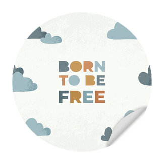 Ukkie & Boef Zelfklevende Muursticker - Born to be Free - Ronde Muursticker - Kinderkamer