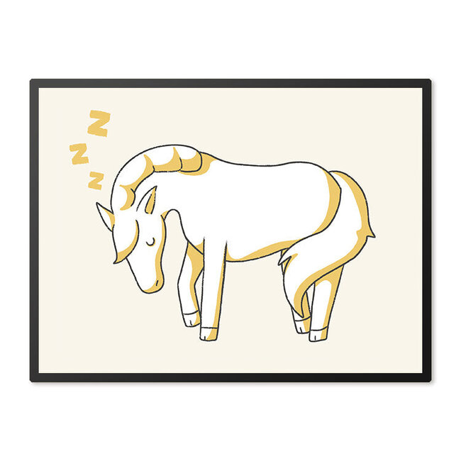 Ukkie & Boef Poster in Lijst Slapend Paard - Kinderkamer