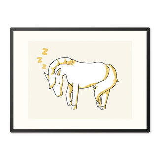 Ukkie & Boef Poster in Lijst Slapend Paard - Kinderkamer