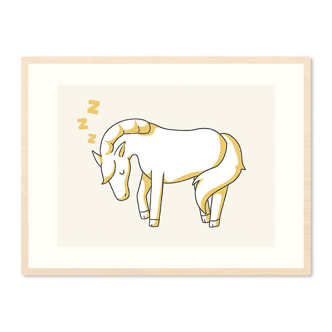 Ukkie & Boef Poster in Lijst Slapend Paard - Kinderkamer