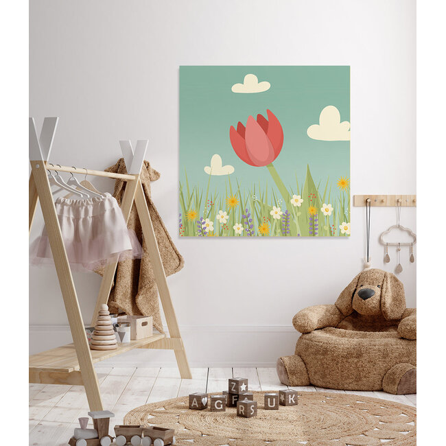 Ukkie & Boef Schilderij Roze Tulp