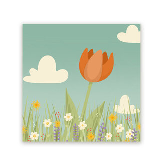 Ukkie & Boef Schilderij Oranje Tulp