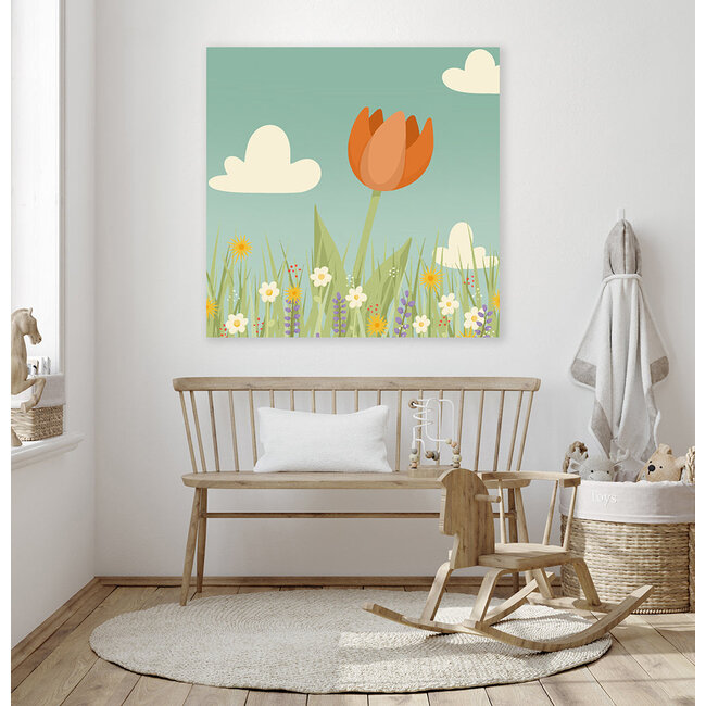 Ukkie & Boef Schilderij Oranje Tulp