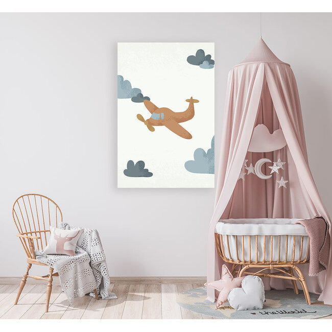 Ukkie & Boef Schilderij Born to be Free Vliegtuigje