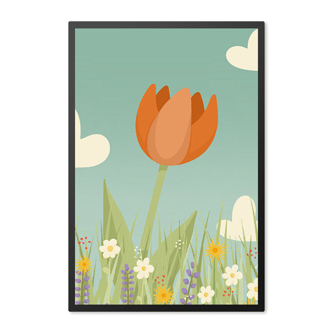 Alles voor de kinder- en babykamer - Ukkie & Boef Poster in lijst Oranje Tulp
