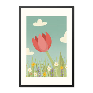 Alles voor de kinder- en babykamer - Ukkie & Boef Poster in lijst Rode Tulp