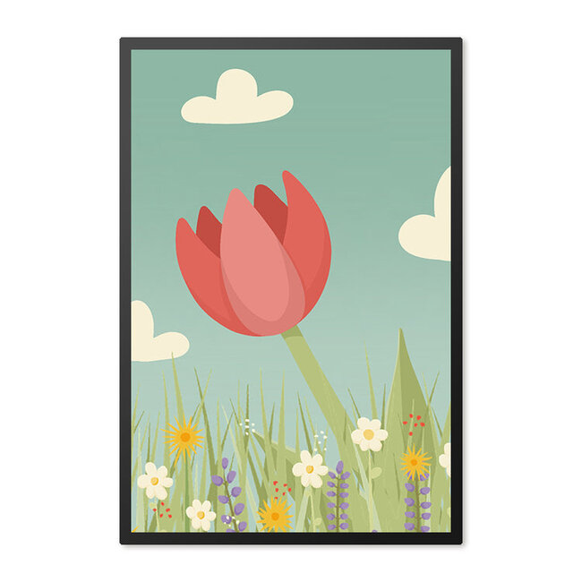 Alles voor de kinder- en babykamer - Ukkie & Boef Poster in lijst Rode Tulp