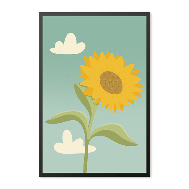 Alles voor de kinder- en babykamer - Ukkie & Boef Poster in lijst Zonnebloemen