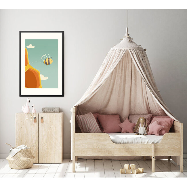 Alles voor de kinder- en babykamer - Ukkie & Boef Poster in lijst Bee Happy