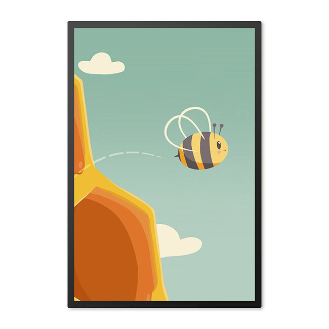 Alles voor de kinder- en babykamer - Ukkie & Boef Poster in lijst Bee Happy