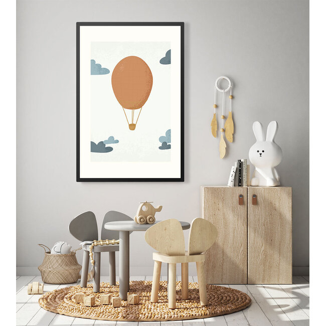 Alles voor de kinder- en babykamer - Ukkie & Boef Poster in lijst Born to be Free Luchtballon