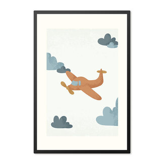 Alles voor de kinder- en babykamer - Ukkie & Boef Poster in lijst Born to be Free Vliegtuigje
