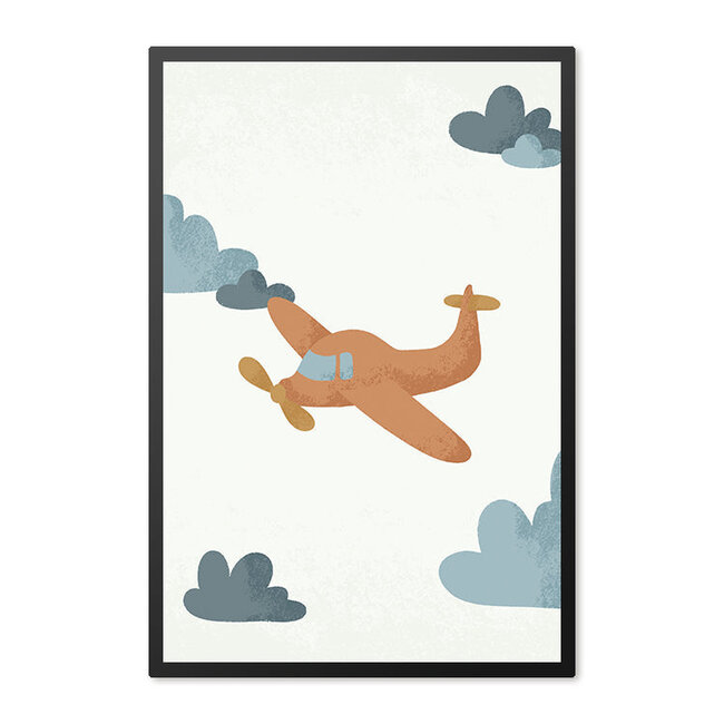 Alles voor de kinder- en babykamer - Ukkie & Boef Poster in lijst Born to be Free Vliegtuigje