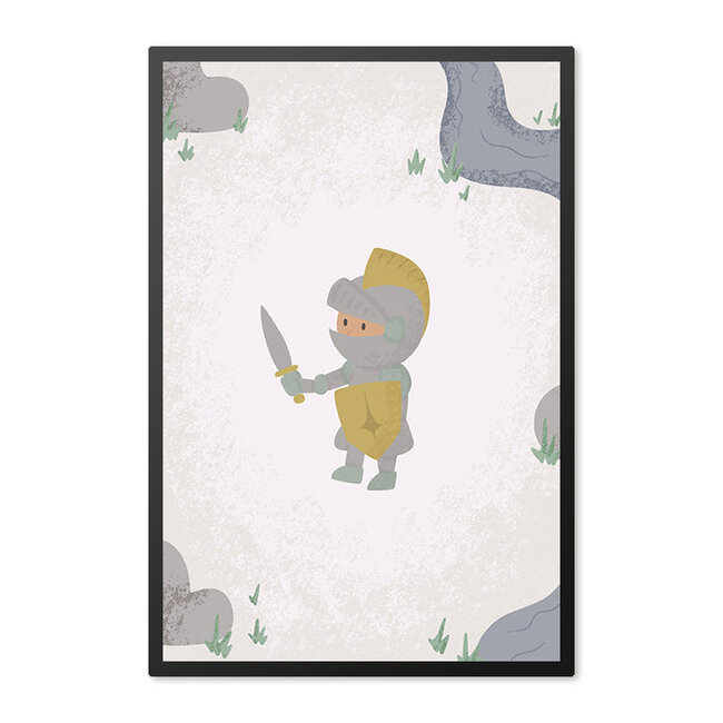 Alles voor de kinder- en babykamer - Ukkie & Boef Poster in lijst Born to be Brave Ridder