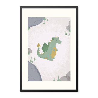 Alles voor de kinder- en babykamer - Ukkie & Boef Poster in lijst Born to be Brave Draakje